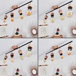 Plafonnier Harran Chrome, Écru, Noir, 4 lumières