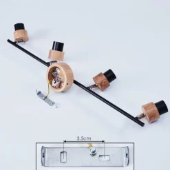 Plafonnier Harran Chrome, Écru, Noir, 4 lumières