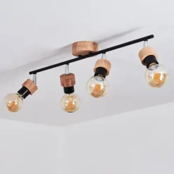 Plafonnier Harran Chrome, Écru, Noir, 4 lumières