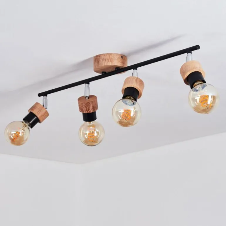 Plafonnier Harran Chrome, Écru, Noir, 4 lumières