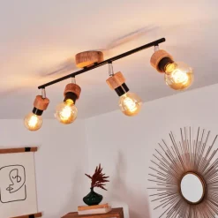 Plafonnier Harran Chrome, Écru, Noir, 4 lumières