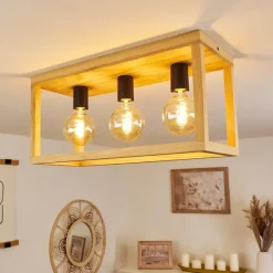 Plafonnier Harran Chrome, Écru, Noir, 3 lumières