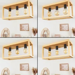 Plafonnier Harran Chrome, Écru, Noir, 3 lumières