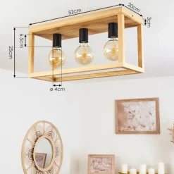 Plafonnier Harran Chrome, Écru, Noir, 3 lumières