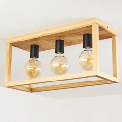 Plafonnier Harran Chrome, Écru, Noir, 3 lumières