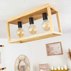 Plafonnier Harran Chrome, Écru, Noir, 3 lumières