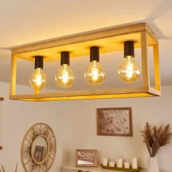 Plafonnier Harran Écru, Noir, 4 lumières