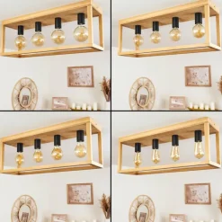 Plafonnier Harran Écru, Noir, 4 lumières