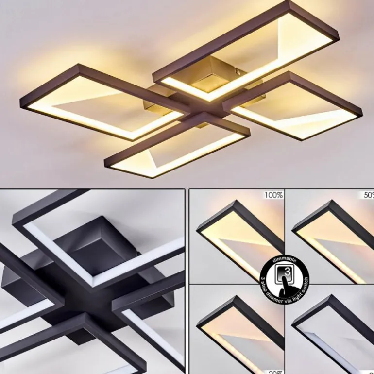 Plafonnier Haya LED Noir, 4 lumières