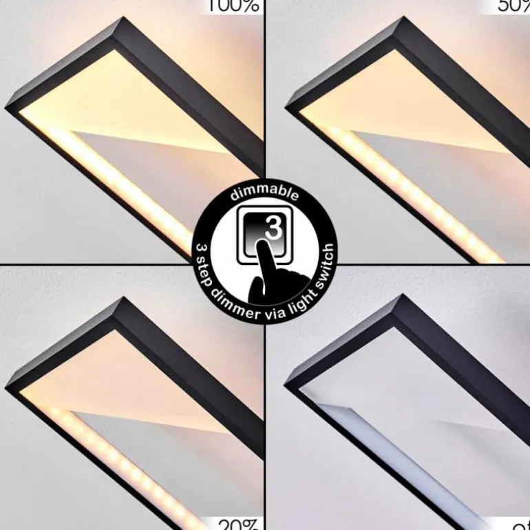 Plafonnier Haya LED Noir, 4 lumières