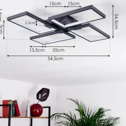 Plafonnier Haya LED Noir, 4 lumières