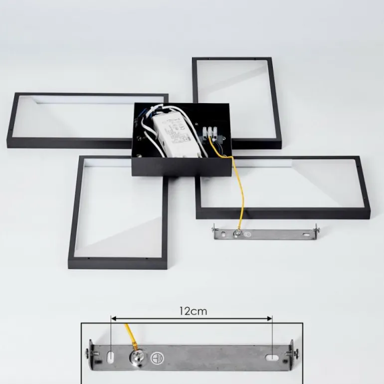 Plafonnier Haya LED Noir, 4 lumières