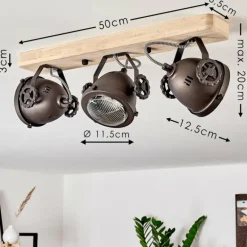 Plafonnier Herford Bois clair, Cuivre, 3 lumières