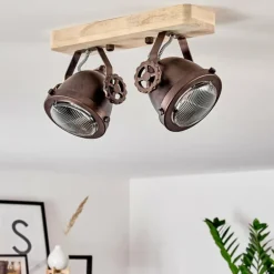 Plafonnier Herford Bois clair, Cuivre, 2 lumières