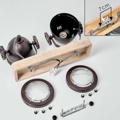 Plafonnier Herford Bois clair, Cuivre, 2 lumières