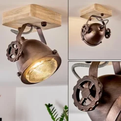 Plafonnier Herford Bois clair, Cuivre, 1 lumière