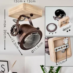 Plafonnier Herford Bois clair, Cuivre, 1 lumière