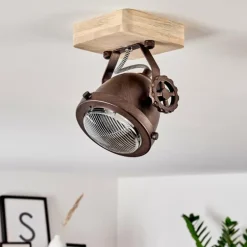 Plafonnier Herford Bois clair, Cuivre, 1 lumière