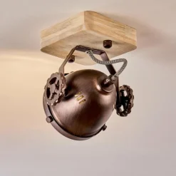 Plafonnier Herford Bois clair, Cuivre, 1 lumière