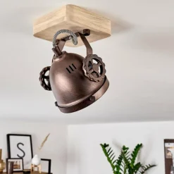 Plafonnier Herford Bois clair, Cuivre, 1 lumière