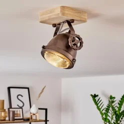 Plafonnier Herford Bois clair, Cuivre, 1 lumière