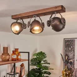 Plafonnier Herford Bois foncé, 3 lumières