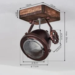 Plafonnier Herford Bois foncé, Rouille, 1 lumière