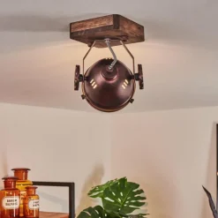 Plafonnier Herford Bois foncé, Rouille, 1 lumière