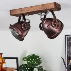 Plafonnier Herford Bois foncé, Rouille, 2 lumières