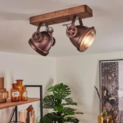 Plafonnier Herford Bois foncé, Rouille, 2 lumières
