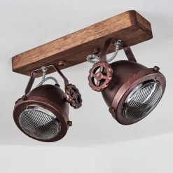 Plafonnier Herford Bois foncé, Rouille, 2 lumières