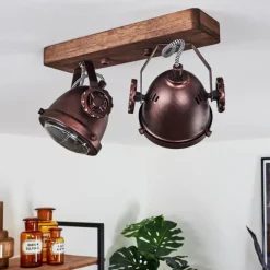 Plafonnier Herford Bois foncé, Rouille, 2 lumières