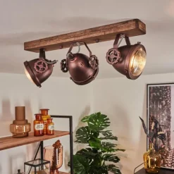 Plafonnier Herford Bois foncé, Rouille, 3 lumières