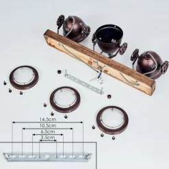 Plafonnier Herford Bois foncé, Rouille, 3 lumières