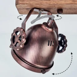 Plafonnier Herford Bois foncé, Rouille, 3 lumières