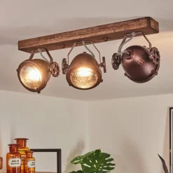 Plafonnier Herford Bois foncé, Rouille, 3 lumières