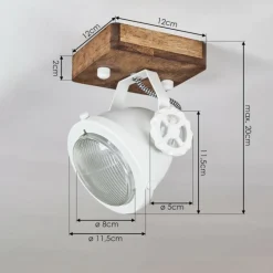 Plafonnier Herford Bois foncé, 1 lumière