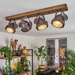 Plafonnier Herford Bois foncé, 4 lumières