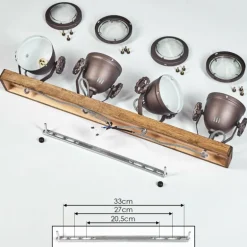 Plafonnier Herford Bois foncé, 4 lumières