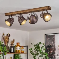 Plafonnier Herford Bois foncé, 4 lumières