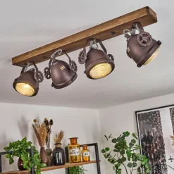 Plafonnier Herford Bois foncé, 4 lumières