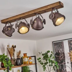 Plafonnier Herford Bois foncé, 4 lumières