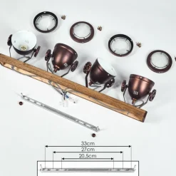Plafonnier Herford Bois foncé, Rouille, 4 lumières