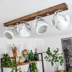 Plafonnier Herford Bois foncé, 4 lumières