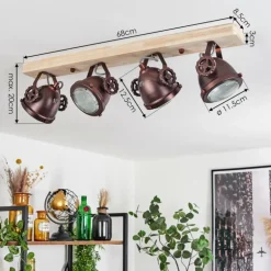 Plafonnier Herford Bronze, Écru, 4 lumières