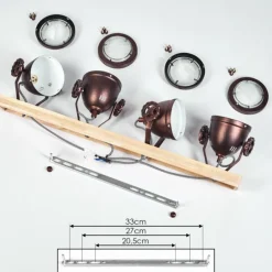 Plafonnier Herford Bronze, Écru, 4 lumières