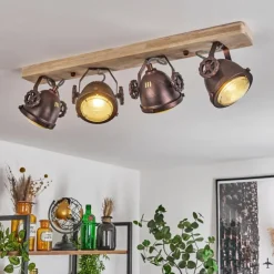 Plafonnier Herford Bronze, Écru, 4 lumières