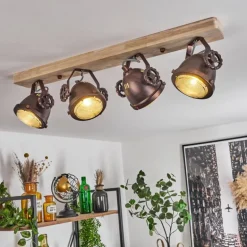 Plafonnier Herford Bronze, Écru, 4 lumières