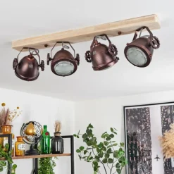 Plafonnier Herford Bronze, Écru, 4 lumières