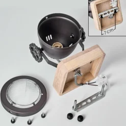 Plafonnier Herford Brun, Bois clair, Noir, 1 lumière